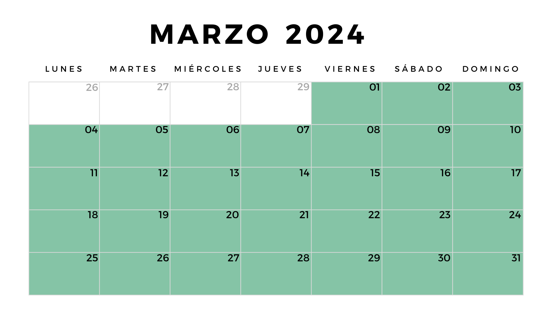 Calendario 2023 Enero a Diciembre con semanas Minimalista Imprimible (6)