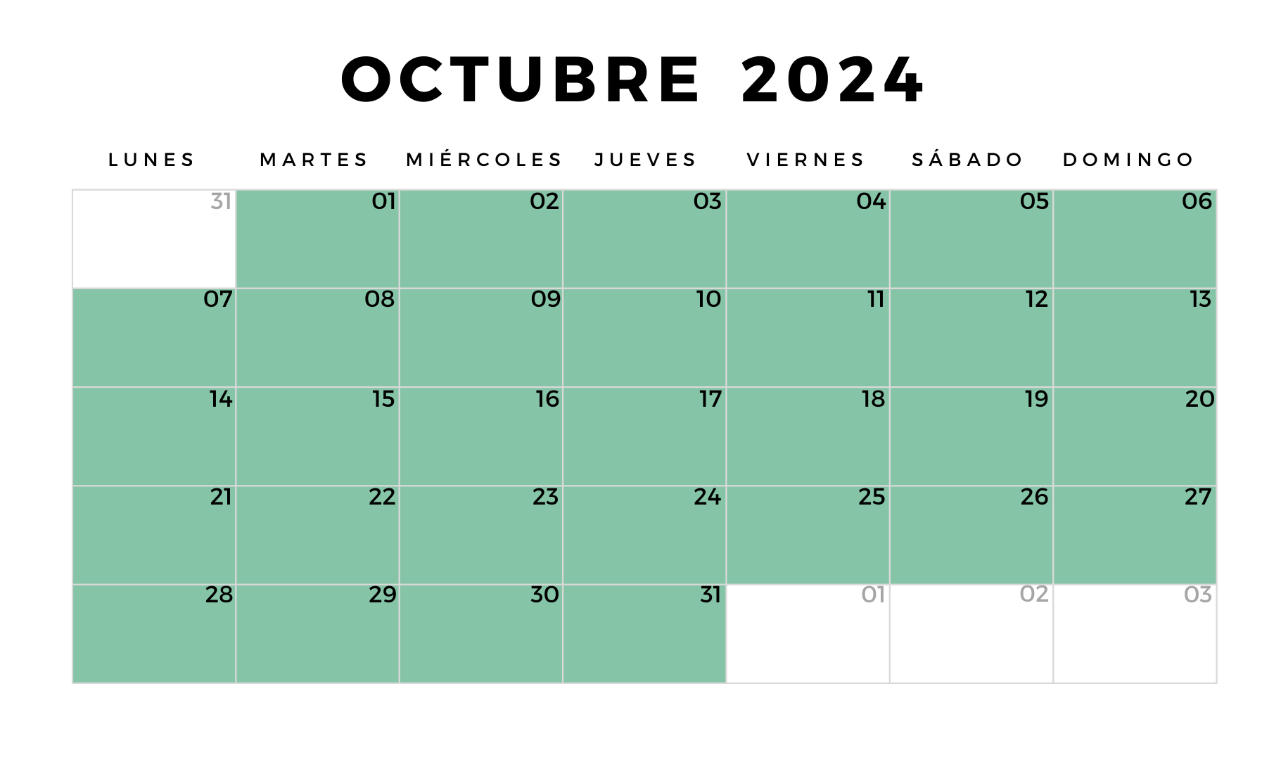 Calendario 2023 Enero a Diciembre con semanas Minimalista Imprimible (10)